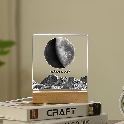 WSYEAR Personalized Moon Lamp Light for Bedroom Decor - Acrylic LED Moon Lamp for Adults Kids Birthday Gifts for Women Men, Room Decor