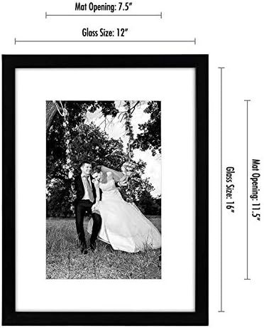 Americanflat 12x16 Picture Frame with Shatter-Resistant Glass - Set of 2 - Use as 8x12 Frame with Mat or Display 12x16 Photo Without Mat - Signature Collection - Picture Frames for Wall - Black