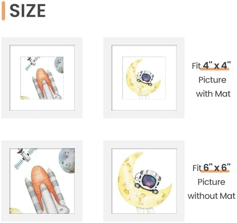 upsimples 6x6 Picture Frame, Gallery Glass Photo Frames Set of 3, White