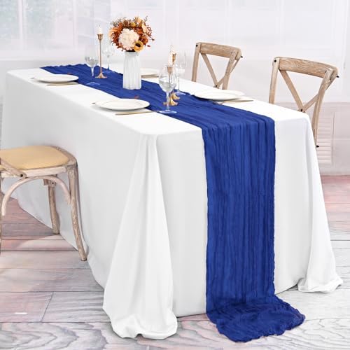 20 Pack Royal Blue Table Runners 10Ft Cheesecloth Table Runner Boho Gauze Cheese Cloth Table Runner Romantic Long Sheer Fabric Table Runners for Wedding Party Bridal Shower