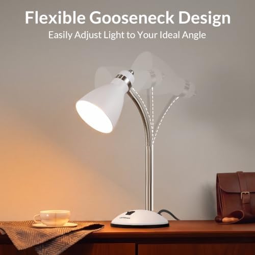 LEPOWER Metal Desk Lamp, Adjustable GooseNeck Reading Light for Bedroom