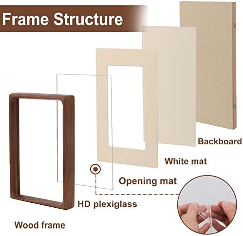 6x8 Picture Frame with 4x6 Mat - Rustic Farmhouse Walnut Wood Frame, Wall & Tabletop Display for Gallery Wall & Vintage Decor (6x8,Walnut)