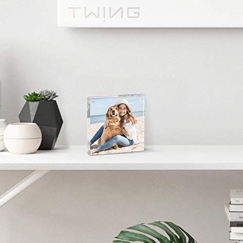 TWING 4x6 Acrylic Frame 5 Pack,24MM Thicker Frameless Clear Picture Frames