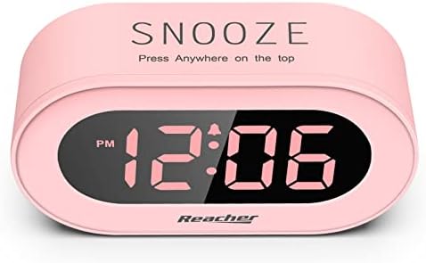 REACHER Pink Dimmable Digital Alarm Clock for Girls Bedrooms