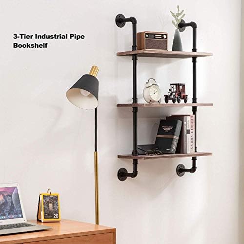 ROGMARS 3-Tier Real Pine Wood Floating Shelf, 20x7.87x41.3in, Industrial Retro Style, Bathroom Wall Shelves, Kitchen Shelves