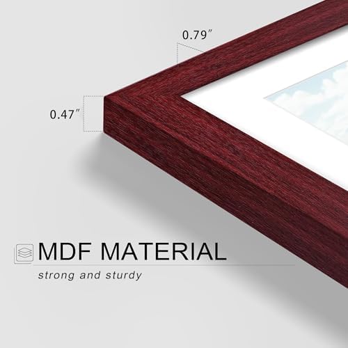 Picrit 12x16 Picture Frame Set of 12, Gallery Wall Frames, Dark Red Wood