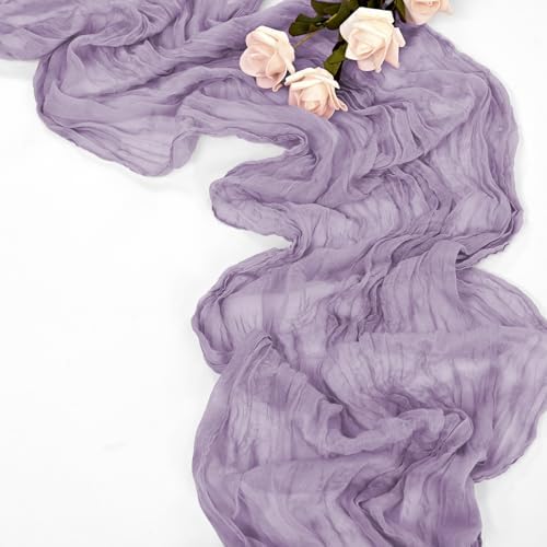 20 Pack Lavender Table Runner 10Ft Cheesecloth Table Runner Boho Gauze Table Runners Romantic Long Sheer Fabric Cheese Cloth Table Runners for Wedding Party Bridal Shower