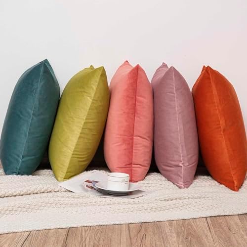 Throw Pillow Covers Set of 2 Velvet Cushion Covers 14x14,Burnt Orange