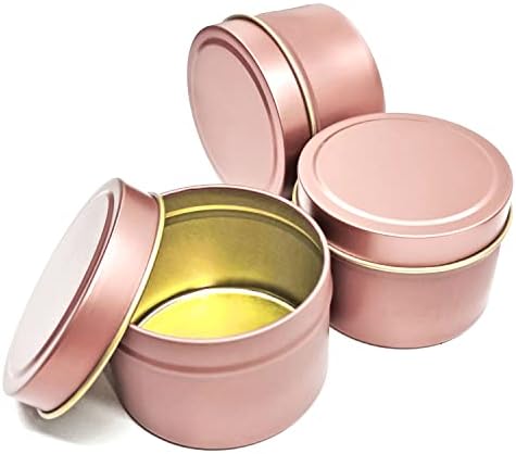 Rose Gold Candle Tins 8oz, 12Pcs Candle Tins for DIY Big Candle Container Tins for Candle Making Rose Gold Cantainer Tins