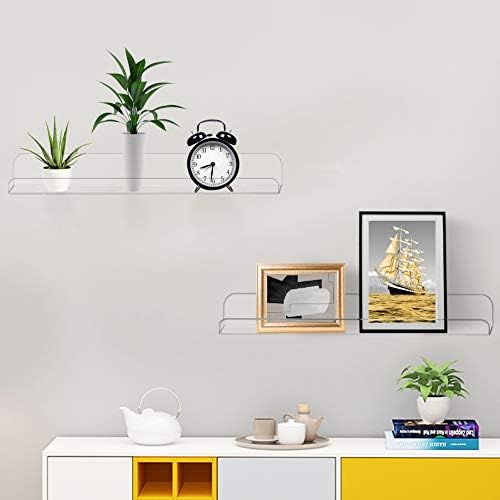 Weiai Clear Acrylic Shelves 15" Floating Wall Mount Ledge Display Bookshelf 6Pack