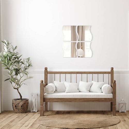EVIDECO French Home Goods Big Decorative Wall Self Adhesive Shaped Mirrors - Set of 4