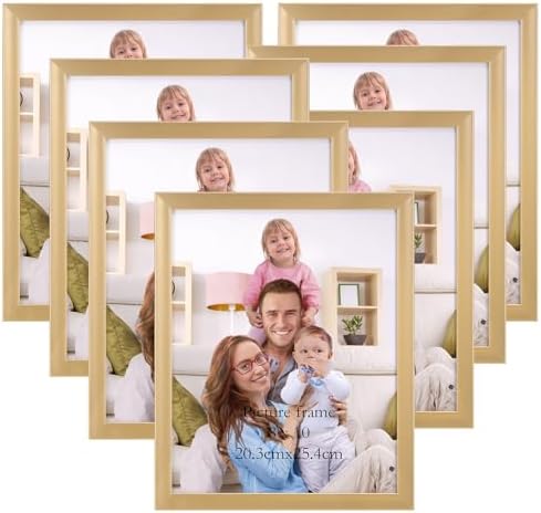 Giftgarden 8x10 Picture Frame Gold Set of 7, Multi Modern 8 x 10 Frames for Wall or Tabletop Display, Golden