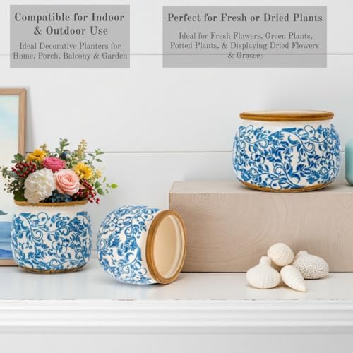 Vintage Ceramic Flower Pot, 6.5in, with Drainage & Filter