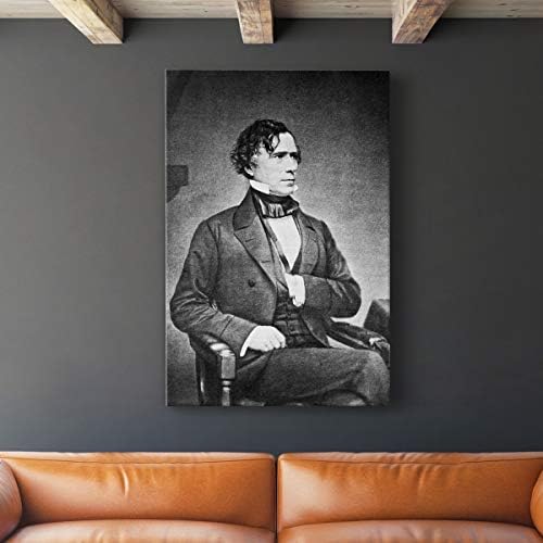 Renditions Gallery Franklin Pierce Presidental Portrait Wall Art, Premium Gallery Wrapped Canvas Decor, Ready to Hang, 12 in H x 8 in W, Made in America Print
