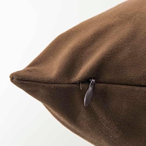 JUSPURBET 26x26 Euro Velvet Throw Pillow Covers Set of 2,Brown