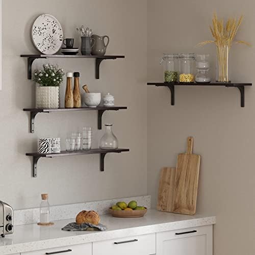 DINZI LVJ Long Wall Shelves, 31.5Inch Wooden Wall Mounted Shelves, Set of 2