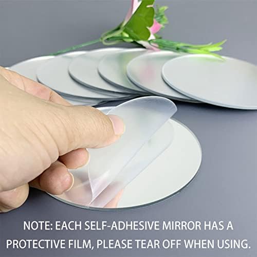 10 Pack 4 inch Acrylic Round Mirror Tiles Sheets, 0.06 inch Thick | Small Circle Wall Mirror with Tapes, Plastic Mirror Stickers for Wall, Home Decor, Crafts, Round Mirror Tray for Centerpieces