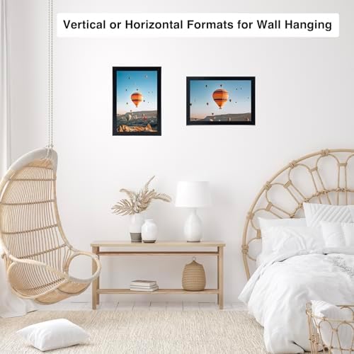 JCJMY 9x12 Black Picture Frame Set of 6, Horizontal and Vertical Formats for Wall Hanging, 9 x 12 Wall Gallery Poster Photo Frames with Shatter Resistant Plexiglass, 6 Pack, Black
