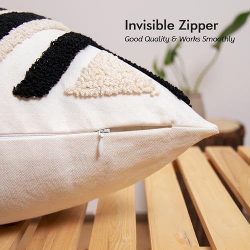 lifein 18x18 Pillow Covers-Throw Pillow Cover Tufted Boho Jacquard Pillow Covers Farmhouse Decorative Pillow Cover Pillow Cases for Gift Couch Sofa Bed Chair Living Room Home Decor