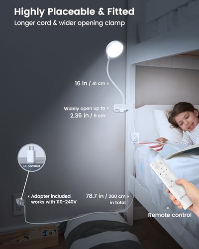 Glocusent 5W Desk Lamp with Remote, 3 Colors & 5 Brightness Reading Lights