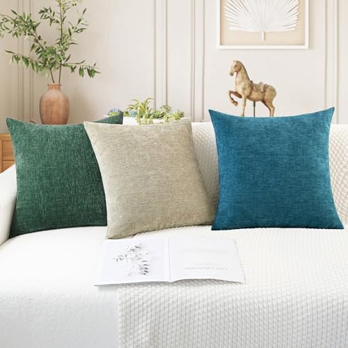 CaliTime Decorative Couch Throw Pillow Covers 24 X 24 Inches Dark Green