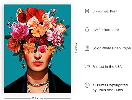 HAUS AND HUES Frida Kahlo Wall Art & Feminist Poster - Frida Kahlo Poster, Chicano, Latino, Chicana Art, Mexican Artwork for Walls Unframed 12"x16"