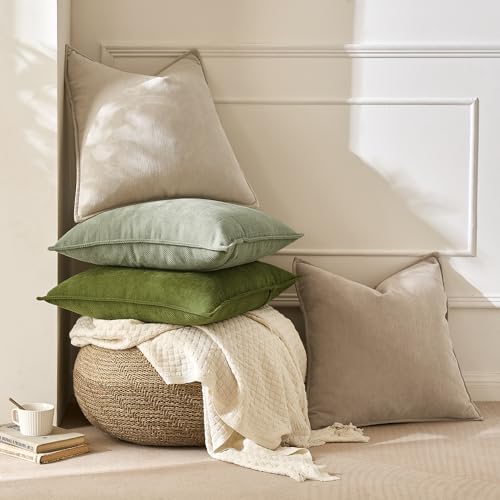 MIULEE Pack of 2 Cream White Euro Shams Chenille Pillow Covers 22x22 Inch
