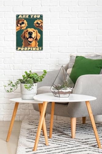 Metal Sign Golden Retriever Are You Pooping Sign Vintage Funny Sign Retro Aluminum Tin Signs for Home Farm Garden Bar Bathroom Kitchen 8x12 Inches(169)