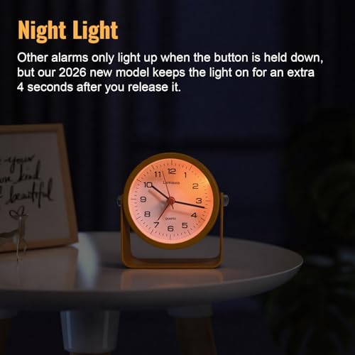 Lamisola 3.5 Inch Bathroom Clock, Small Alarm Clock for Bedroom, Orange