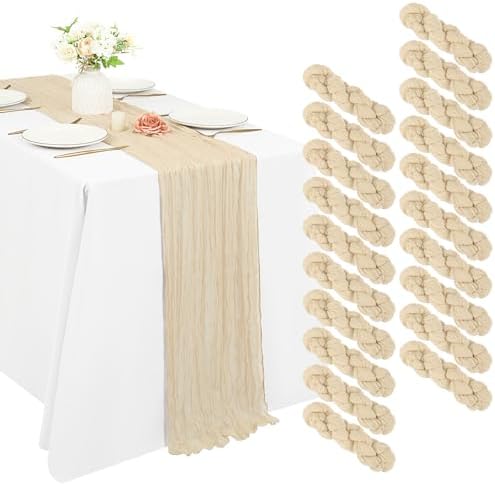 20 Pack Cheesecloth Table Runner 17 x 108 Inch, Beige