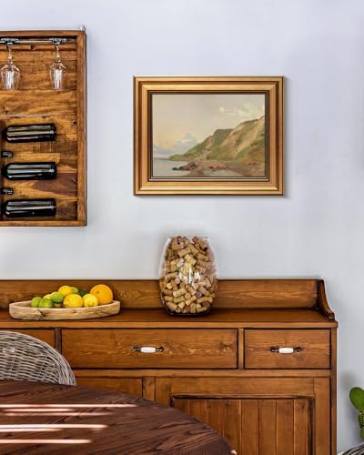 WHASAYART Gold Framed Vintage Wall Art for Living Room Canvas Coastal Wall Pictures Classic Landscape Painting Shelf Decor Natural Aesthetic Room Decoration Elegant Artwork Print for Bathroom, Bedroom