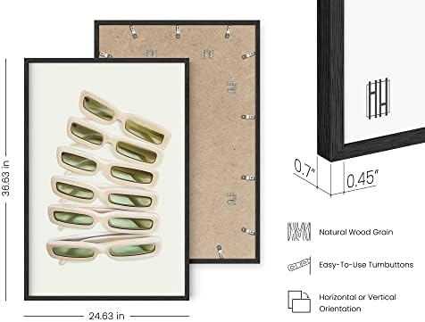 HAUS AND HUES Green Wall Art Sunglasses Decor Sage Room Aesthetic Cute Posters Glam Wall Art for Teen Girls (24" x 36" Framed Black)