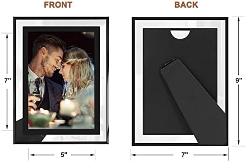 5x7 Picture Frames Set of 2, Black Glass Photo Frame, Only for Tabletop Display, Gift Picture Frame, Horizontally or Vertically (5x7, Black)