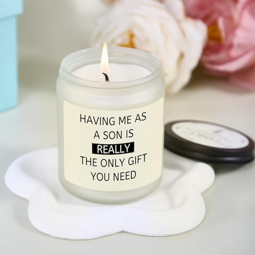 Birthday Gift for Dad Mom from Son, 9 OZ Soy Wax Candle Parents Present
