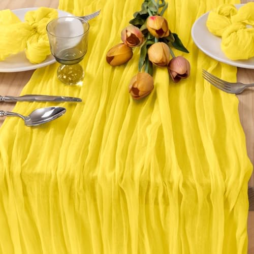 2 Pack Yellow Cheesecloth Table Runner 10ft Rustic Gauze Centerpiece