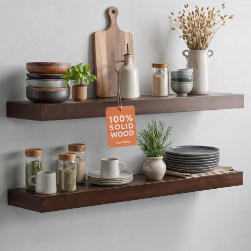 Homeforia 30 Inch Floating Shelves, High-End Solid Pine Wood, Set of 4