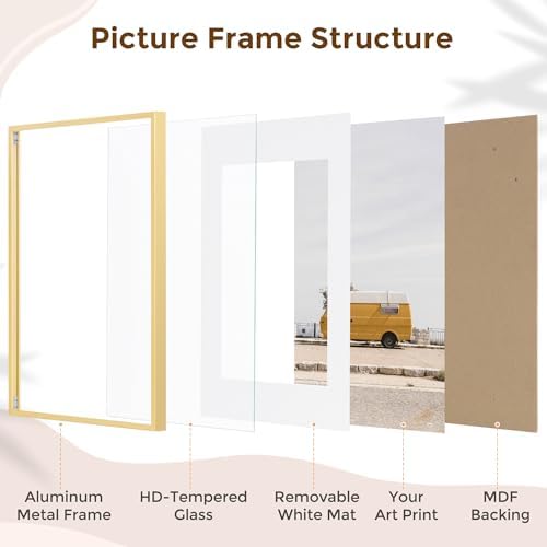 Fun Memories 26x32 Picture Frame, Metal Picture Frame Wall Mounting Horizontally or Vertically - Poster Frame Simple and Elegant Decor for Wall - 1 Pack - Gold