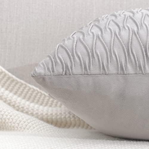 MADIZZ Set of 2 Super Soft Velvet Decorative Throw Pillow Covers 20x20 inch Greyish White Square with Texture Luxury Style Cushion Case Pillow Shell for Sofa Bedroom