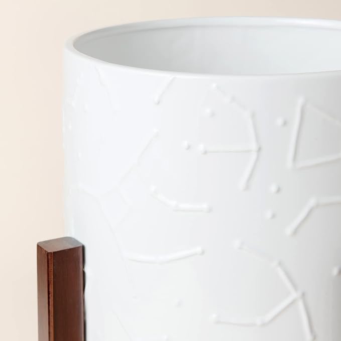 LA JOLIE MUSE Ceramic Pot for Plants, 10 Inch Indoor Planter with Stand | Decorative Plant Pot with Wood Stand and Drainage Hole, Flower Pots for Indoor Plants, Living room, Bedroom, Home Decor