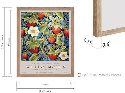 Poster Master William Morris Poster - Owl Print - Bird Art - Botanical Art - Flower Design - Exhibition Artwork - Animal Illustration - Floral Illustration - Aesthetic Design - Office or Bedroom Decor - 8x10 Beige Framed
