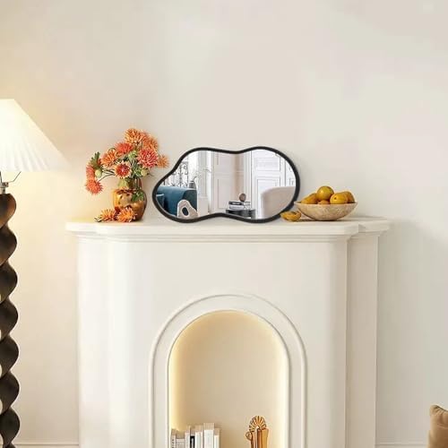 AAZZKANG Irregular Wall Mirror Black Wood Framed Small Asymmetrical | Hanging Mirrors for Bedroom Living Room Bathroom Entryway Dressing Room Decorative