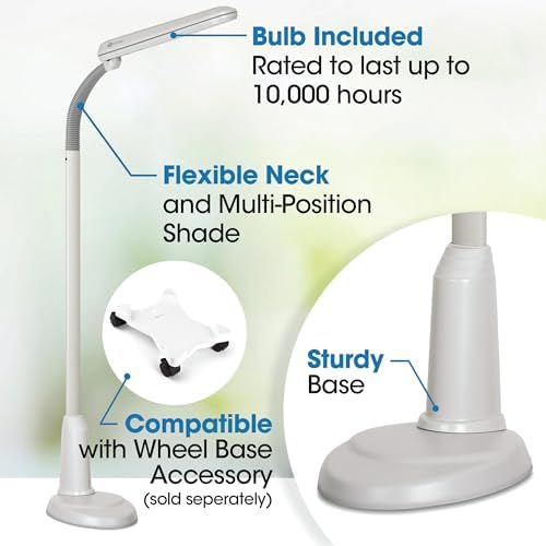 OttLite 24-Watt Classic CFL Floor Lamp, Dove Gray