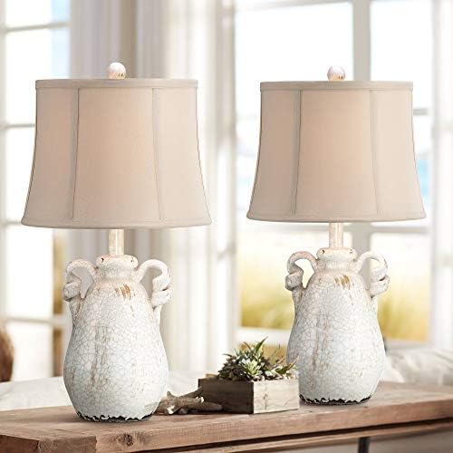 Sofia 22" High Table Lamps Set of 2 Ivory Ceramic Accent Rustic