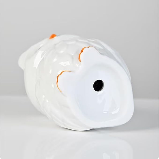 Gemseek Cute White Ceramic Owl Succulent Planter Pot with Drainage Tray