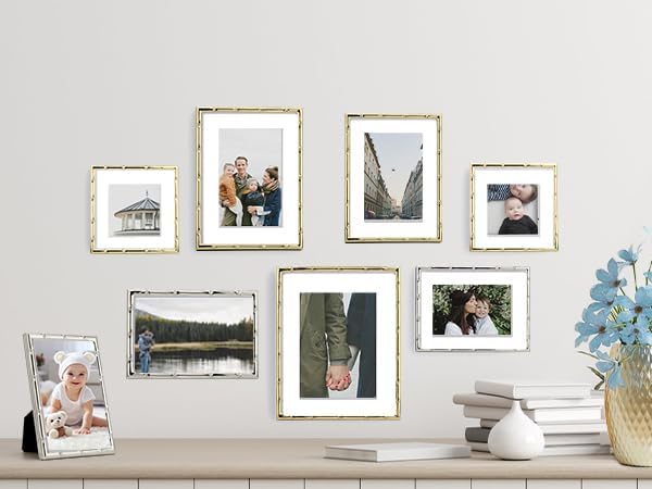 YiPinYin Gold 8.5x11'' Bamboo Detail Designs Metal Certificate Frame 2pack,8.5x11'' Document Frames,Elegant Gold Plated Certificate Frames With Soft Touch Velvet & Backing for Desktop and Wall Décor