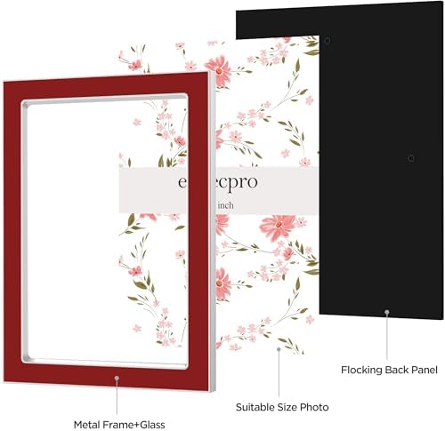 eletecpro 4x6 Enamel Picture Frame with Real Glass Cover, Red, 1-Pack