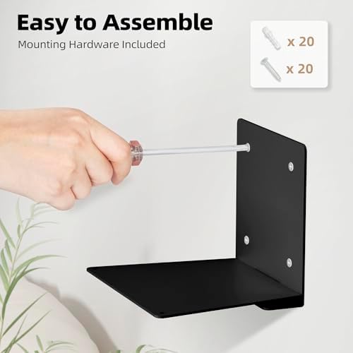 STORAGE MANIAC Invisible Floating Bookshelves Wall Mounted Black