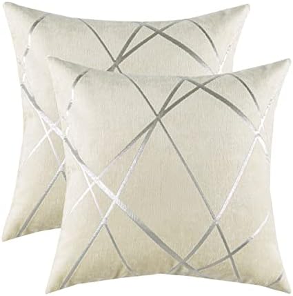 GIGIZAZA Decorative Couch Pillow Covers 16 x16,White Thick Cushion Pillow Covers,Sofa Square Accent Pillows Set of 2