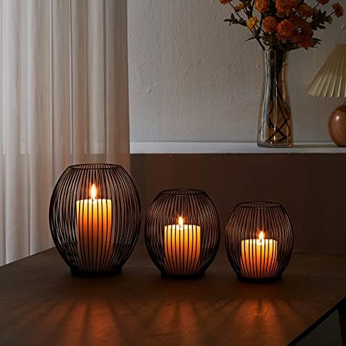 OLEEK Large Metal Candle Holder - Outdoor Lanterns for Patio - Iron Candle Holder - Decorative Candle Holders for Pillar Candles - Table Candles Holders Decor - Iron Candle Stands - Candles Holder