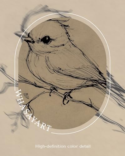 WHASAYART Framed Canvas Decor Vintage Minimalist Bird Sketch Wall Art 12x16 | Minimalist Line Drawing Black Neutral Painting Print, Rustic Modern Nature Artwork for Living Room Entryway Farmhouse Office